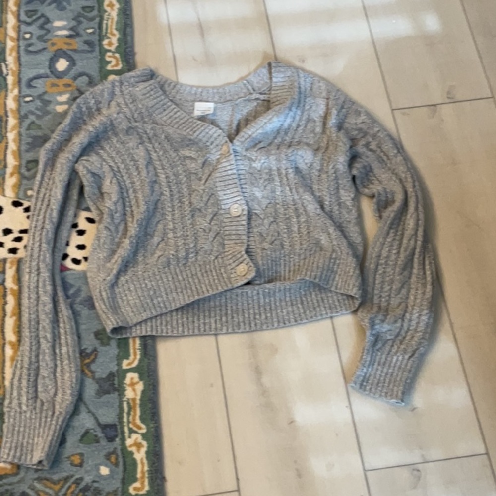 Abercrombie Kids Gray Cable Knit Cardigan Sweater
